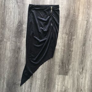 MUSTARD SEED SUEDE ANGLED SKIRT, DARK GREY